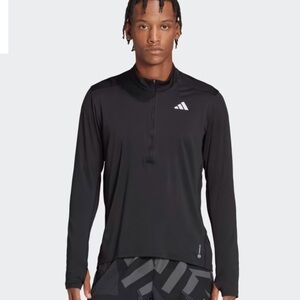 Adidas OWN THE RUN 1/2-ZIP AEROREADY Shirt in Black Men’s Large